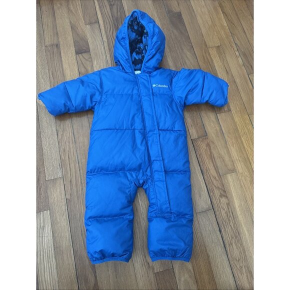 Columbia Other - Columbia Blue Baby Fleece Bunting Snowsuit One-Piece Size 6-12 M